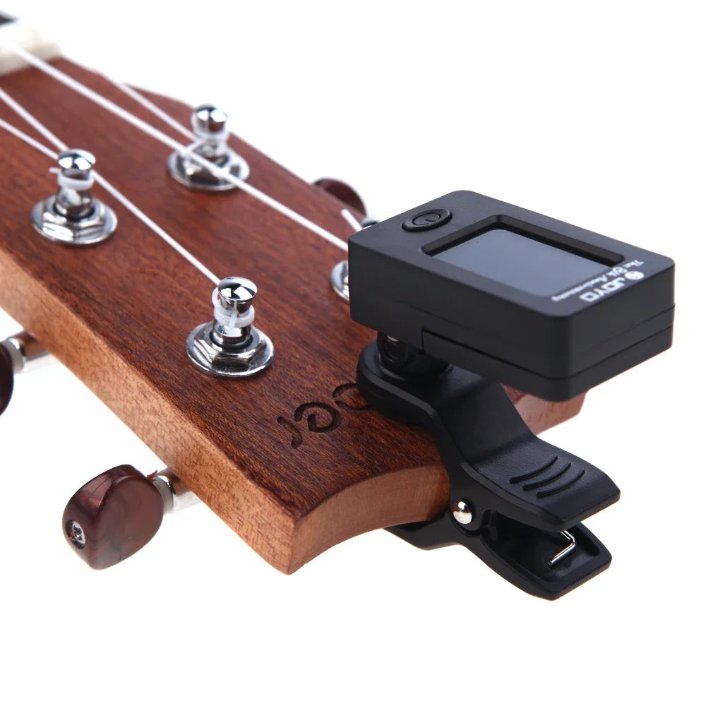JOYO JT-01 clip-on guitar tuner with LCD display for guitar, ukulele, and violin

