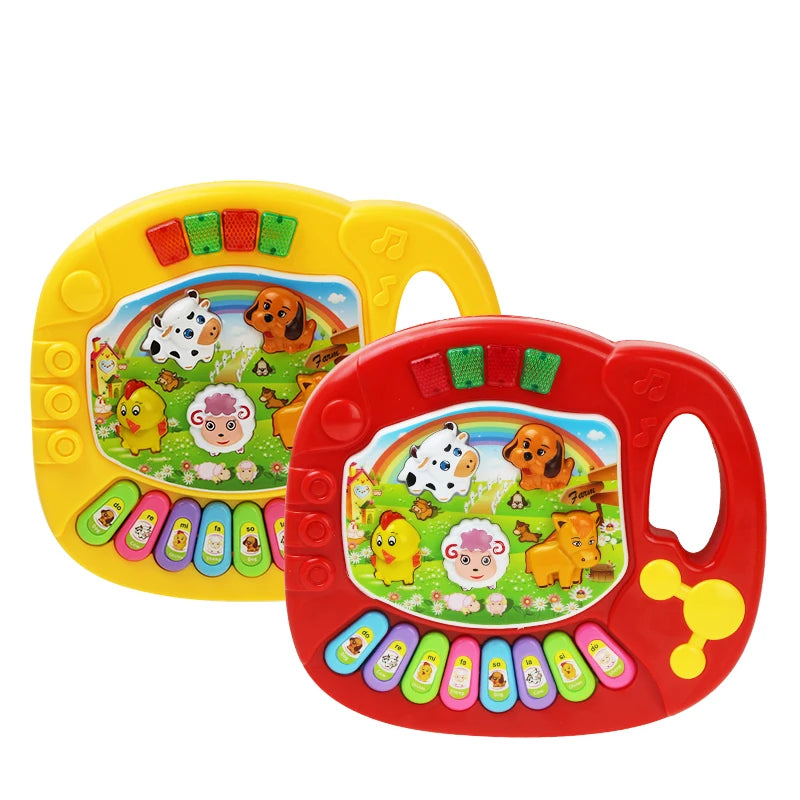Colorful baby musical toy with piano keys, animal sounds, and flashing lights

