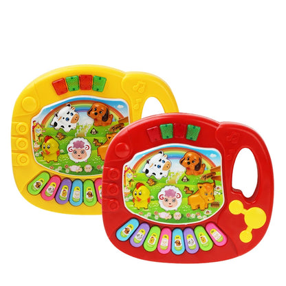 Colorful baby musical toy with piano keys, animal sounds, and flashing lights

