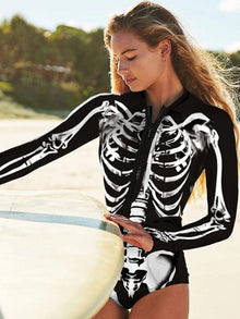 Surfing Long Sleeve Swimwear Print Bathing Suit Women