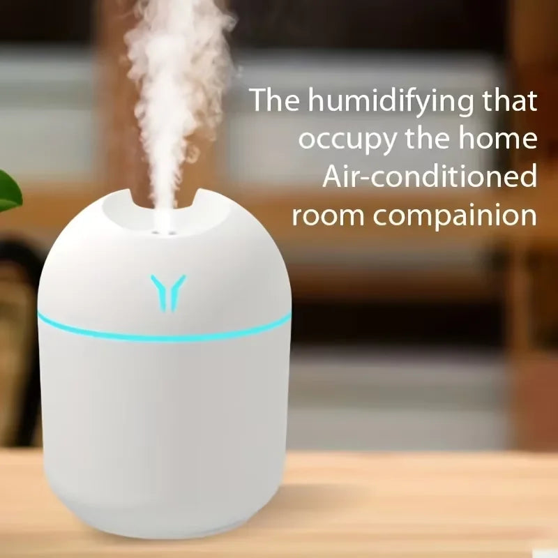 Portable USB Ultrasonic Air Humidifier Essential Oil Diffuser with Colorful LED Light for Car and Home

