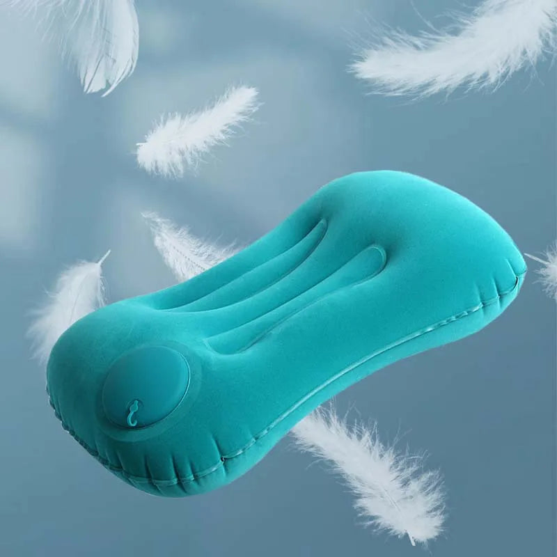 Inflatable travel pillow with neck and waist support for outdoor comfort