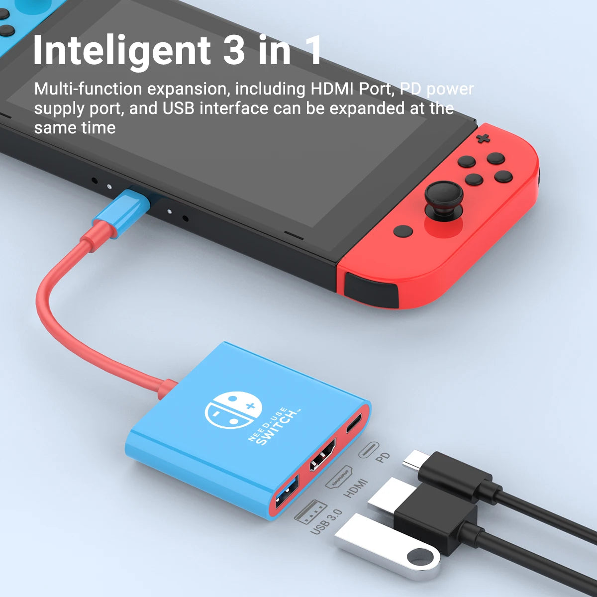 Portable Nintendo Switch Docking Station with HDMI and USB-C hub for travel gaming


