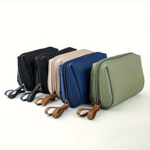 Portable makeup bag with solid color design for travel and daily cosmetic storage