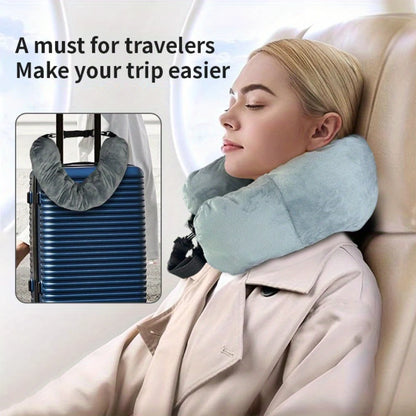 Adjustable travel pillow with neck support and storage pouch for lightweight comfort