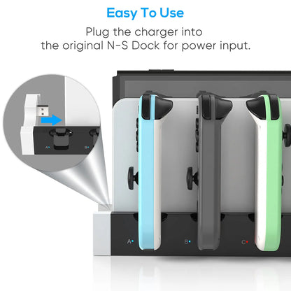 Nintendo Switch OLED Charger Dock for Charging Joycon Controllers with LED Indicators

