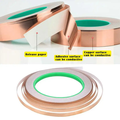 Double-sided conductive copper tape for guitar shielding and stained glass crafts

