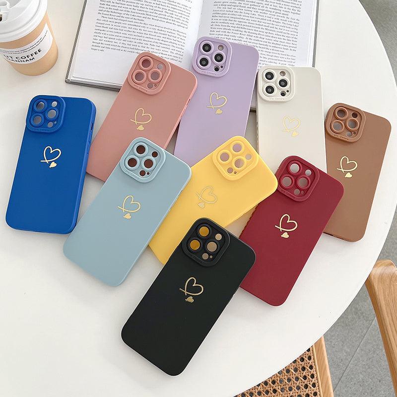 Candy Color Silicone Case With Love Heart For iPhone