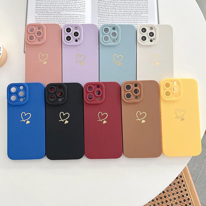 Candy Color Silicone Case With Love Heart For iPhone