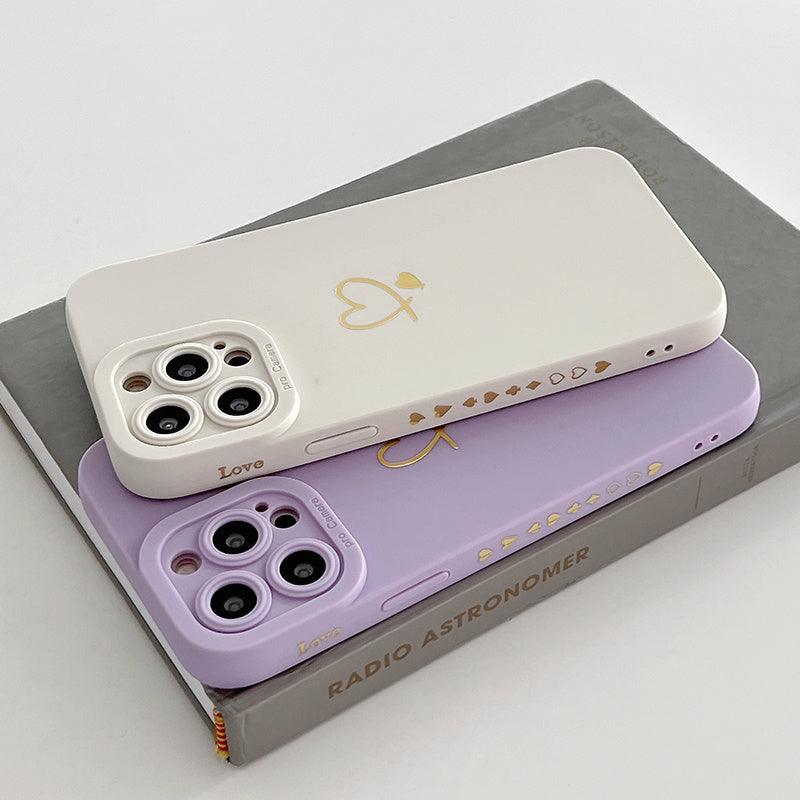 Candy Color Silicone Case With Love Heart For iPhone