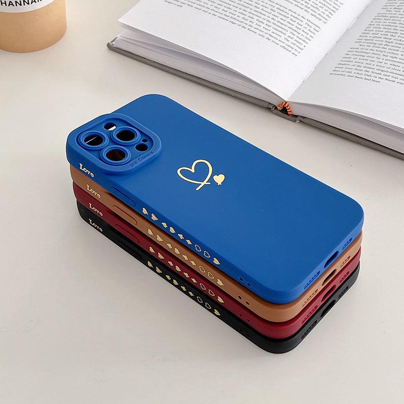 Candy Color Silicone Case With Love Heart For iPhone