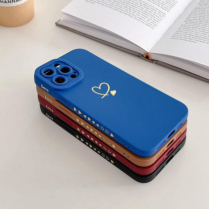 Candy Color Silicone Case With Love Heart For iPhone