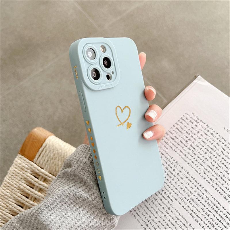 Candy Color Silicone Case With Love Heart For iPhone
