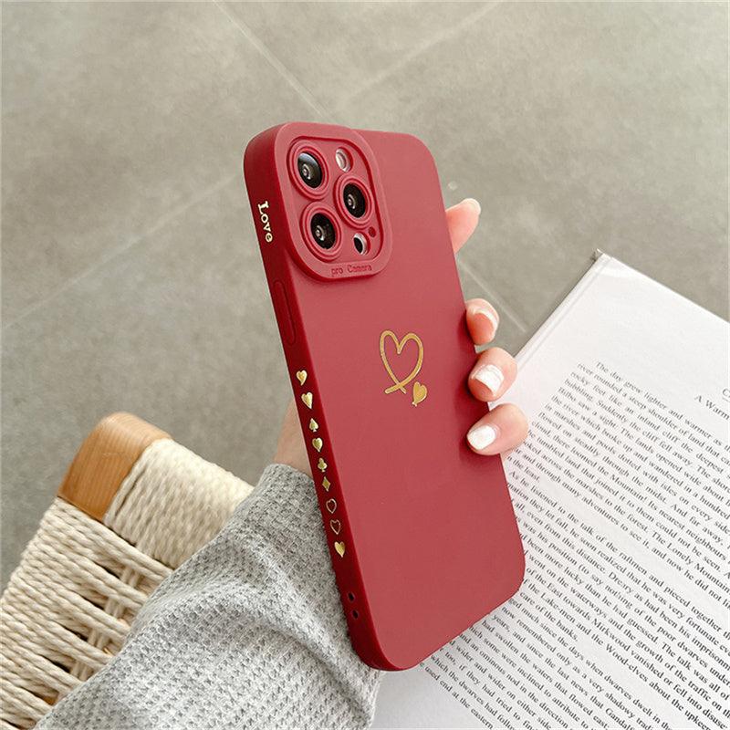 Candy Color Silicone Case With Love Heart For iPhone
