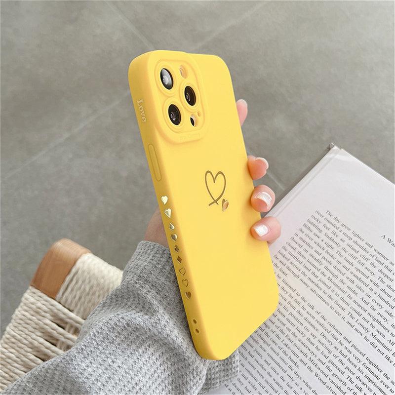 Candy Color Silicone Case With Love Heart For iPhone