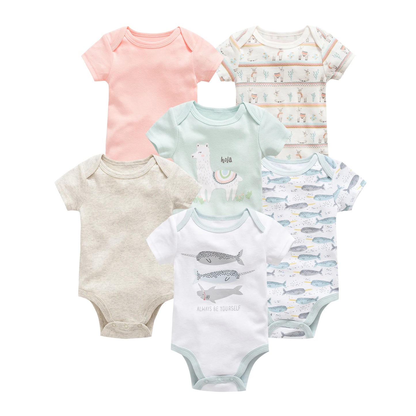 Pack of soft newborn cotton baby bodysuits with short sleeves for infants

