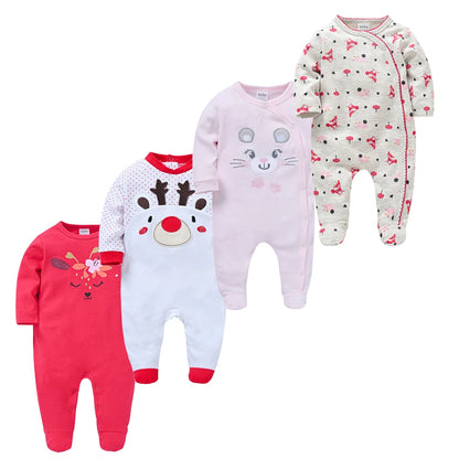 Newborn baby romper set with full sleeves, O-neck, and polka dot design

