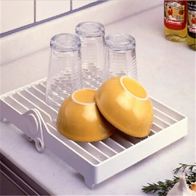 Multifunctional kitchen dish drying rack with drain tray and cup holder

