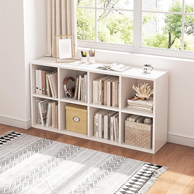 8-cube organizer bookcase with fabric bins – ideal storage for Butterfly Diamond Art 10x10 Full Drill kits and craft supplies