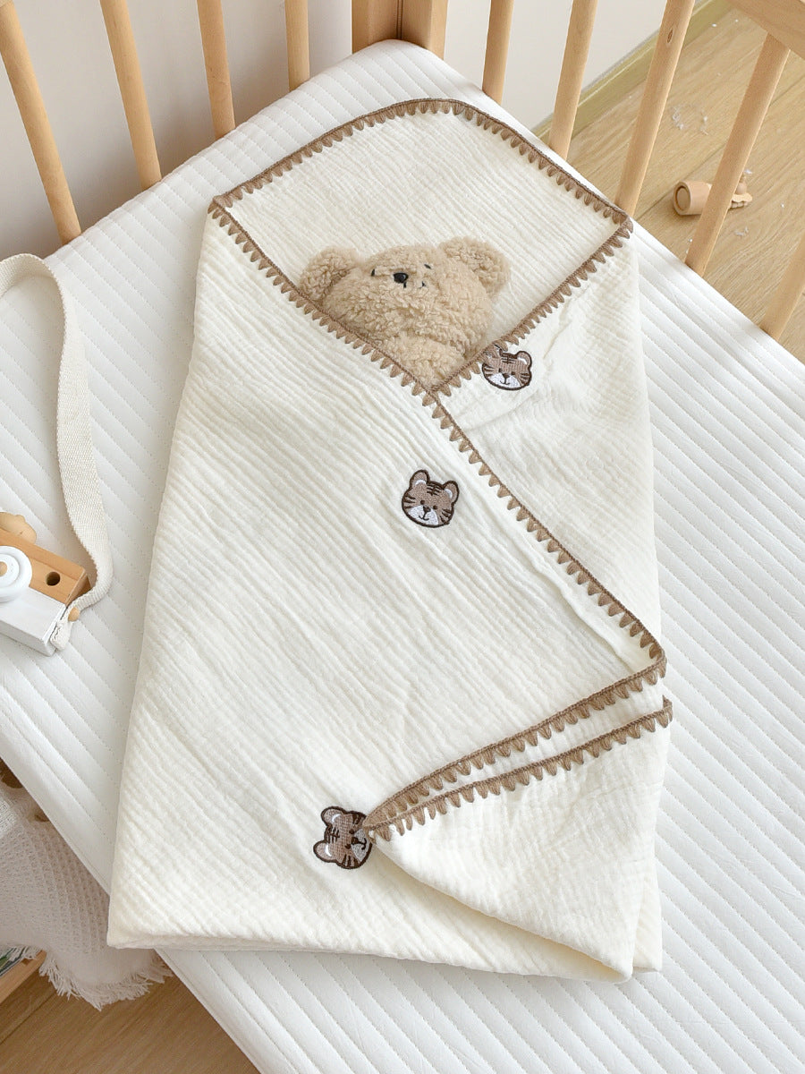 Soft baby cotton blanket with cartoon design for newborn comfort

