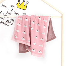 Cozy baby knitted blanket with bunny ears for warmth and wind protection


