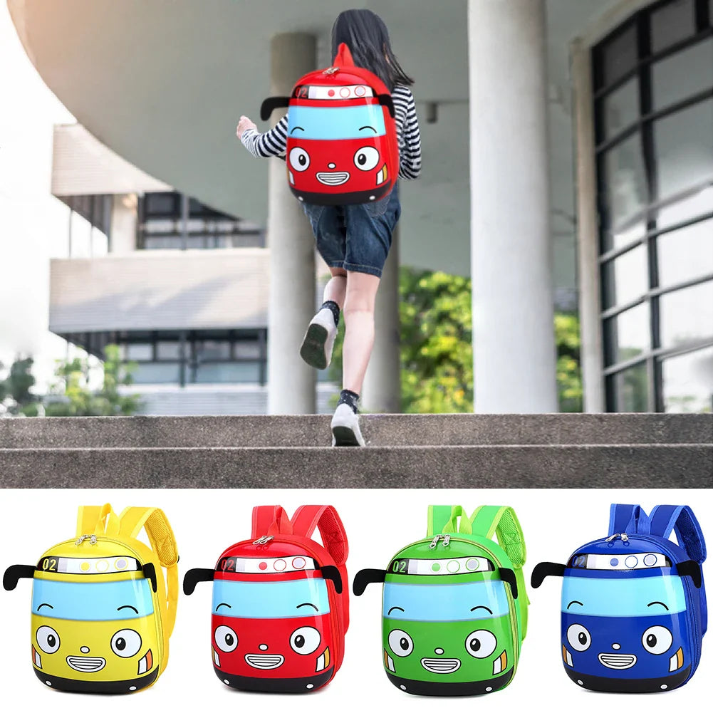 3D cartoon bus school bag for kids in yellow color

