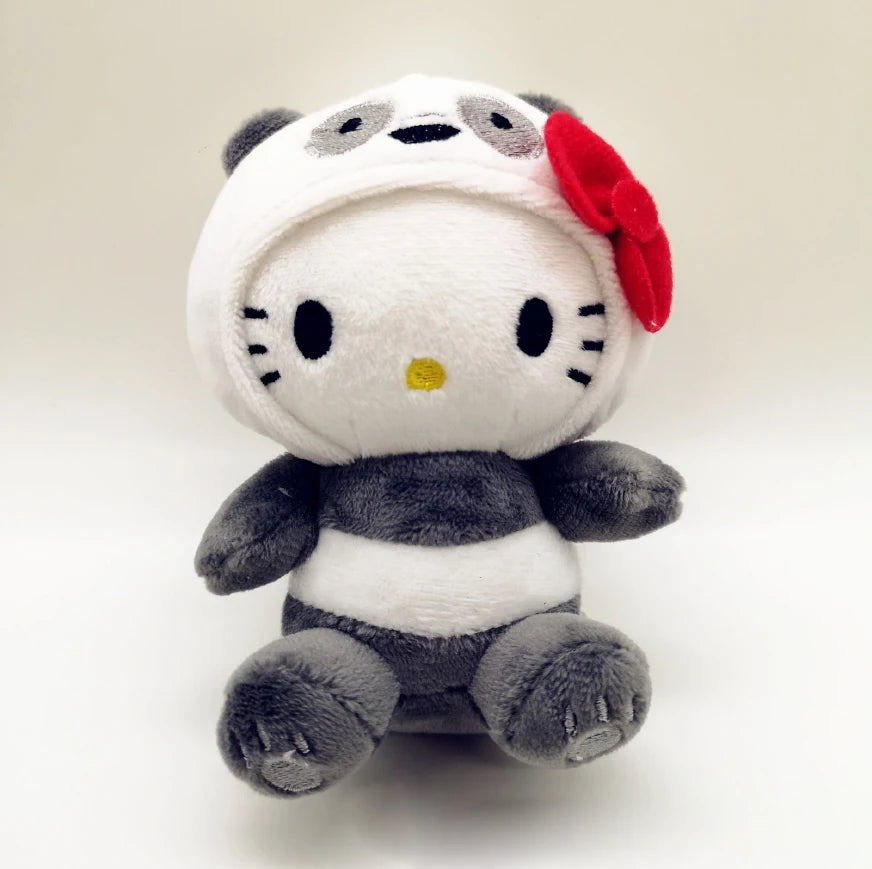 Sanrio plush keychain featuring cute kitty, panda, and bear stuffed toy pendants

