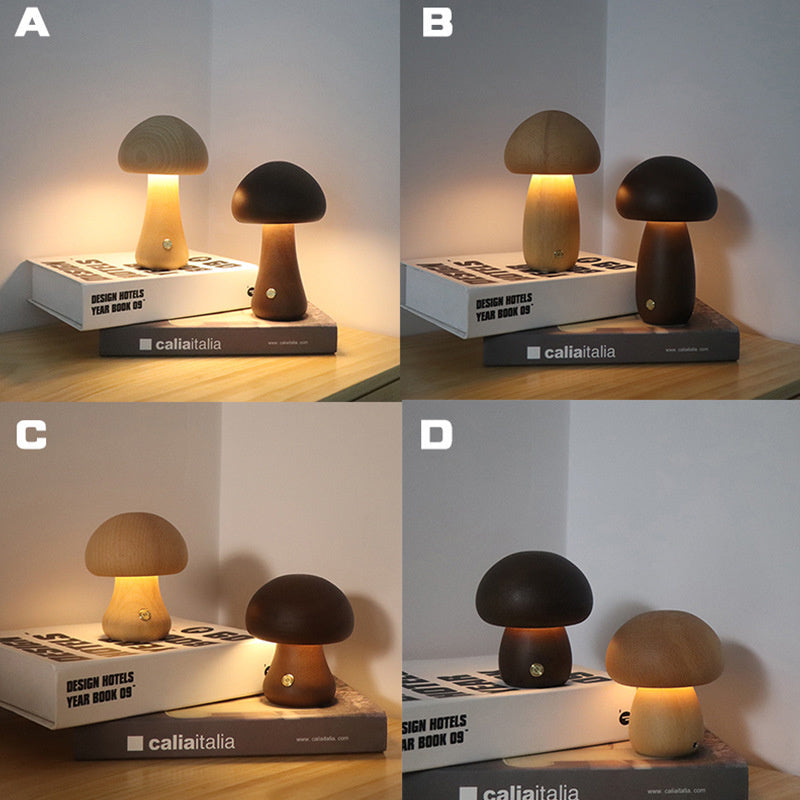 Mushroom LED Night Light glowing on a children’s bedside table