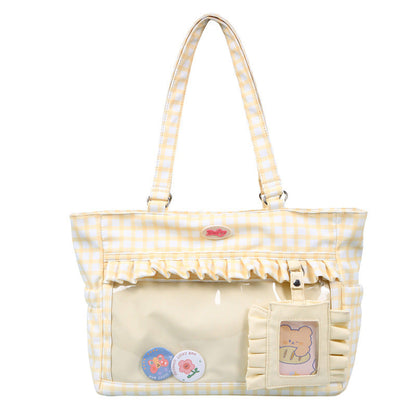 Cute transparent girls shoulder bag with spacious storage compartments
