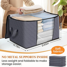 6 Pack Clothes Storage, Foldable Thick Fabric Blanket Storage Bags, Storage Containers for Organizing Bedroom, Closet, Clothing, Comforter, Organization and Storage with Handle,Grey