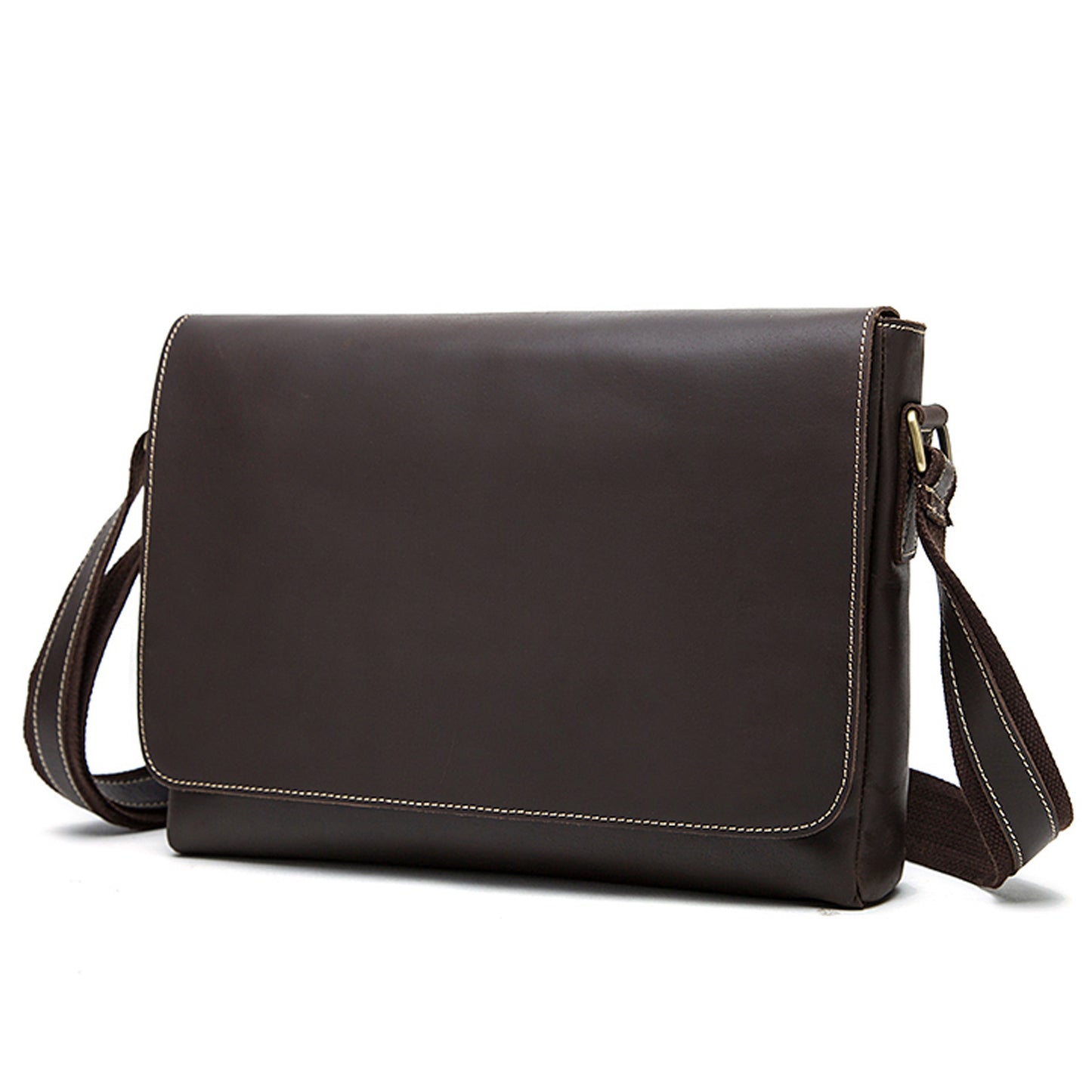 Genuine Leather Mens Shoulder Fashion Saddle Leather Crossbody Casual Messenger Bag