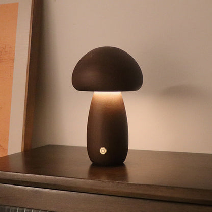 Cute Wooden Mushroom LED Night Light with Touch Control for Kids