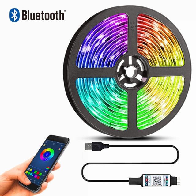 Bluetooth Control RGB Strip Lights for Bedroom and Party Decor