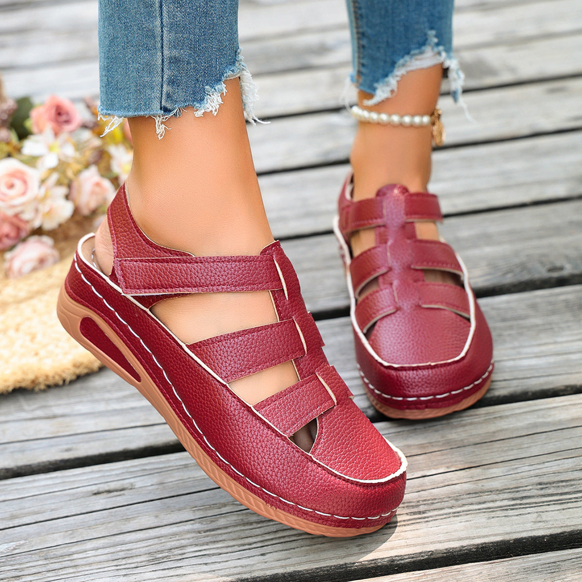 Wedge-heel Comfortable And Breathable Roman-style Shoes