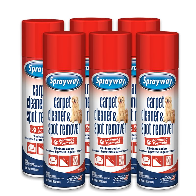 Sprayway Carpet Cleaner (Pet) 19oz Pack of 6 | Removes Pet Stains & Odors Foaming Action | Deep Cleans Carpets & Upholstery | Fresh Scent Quick-Drying Formula