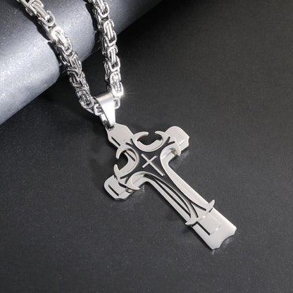 Men's Titanium Steel Stylish Trinity Cross Necklace