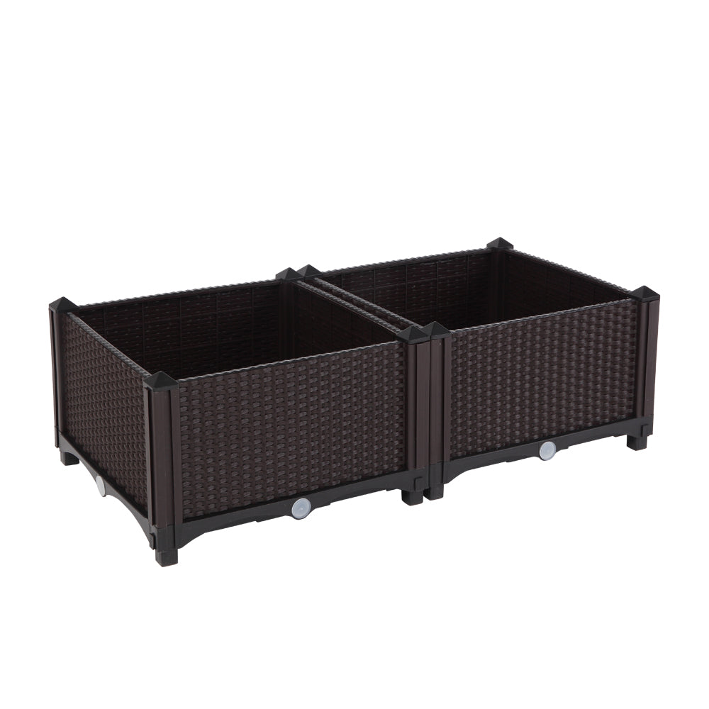 2PCS Brown Free Splicing Injection Molded Planter Box