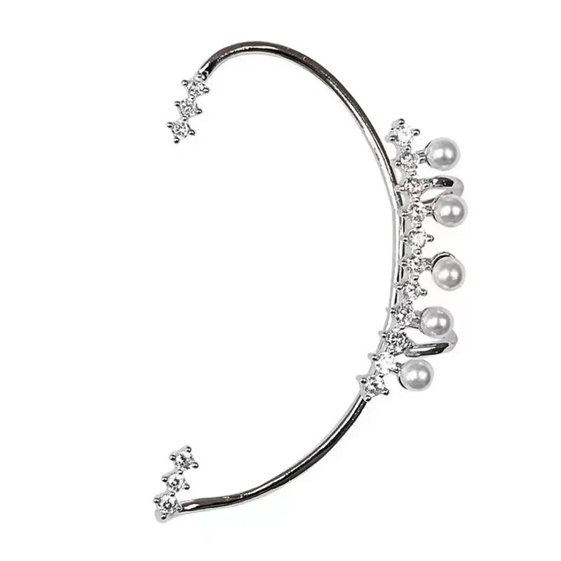Chic Silver Tone Pearl Ear Cuff Set