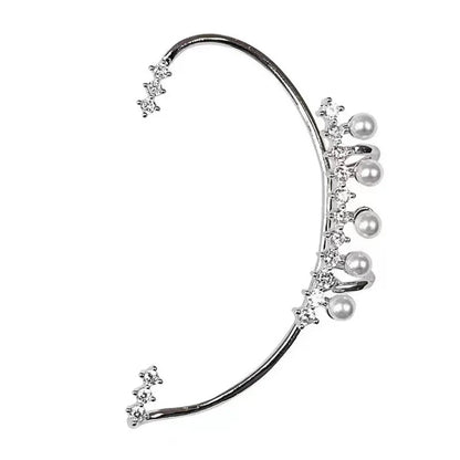 Chic Silver Tone Pearl Ear Cuff Set