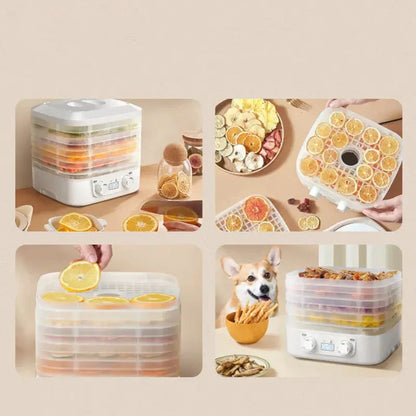Smart food dehydrator machine with adjustable thermostat for drying fruits, vegetables, and jerky

