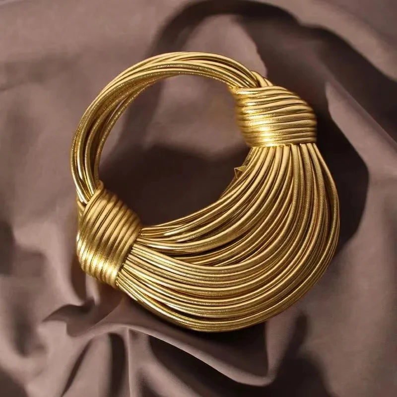 Gold luxury handwoven designer handbag for women 2024 collection