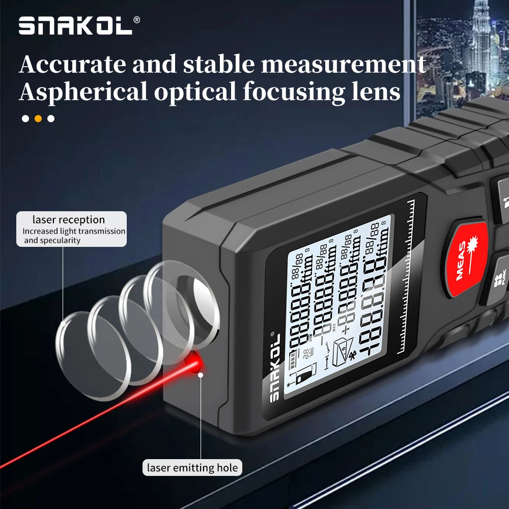 Snakol Laser Distance Meter with 50m to 120m Range, Digital Tape Measure and High Precision Professional Rangefinder Tool
