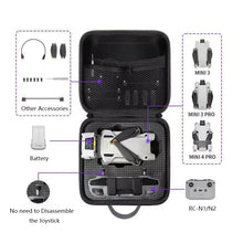 Gray DJI Mini 4 Pro carrying case with compartments for drone and RC-N2 controller

