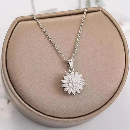 Women’s double layer sunflower necklace in stainless steel