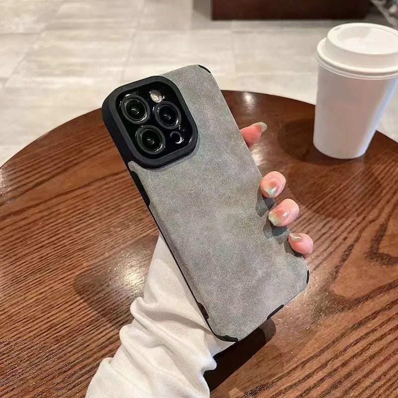 Korean style suede phone case with soft texture and drop protection

