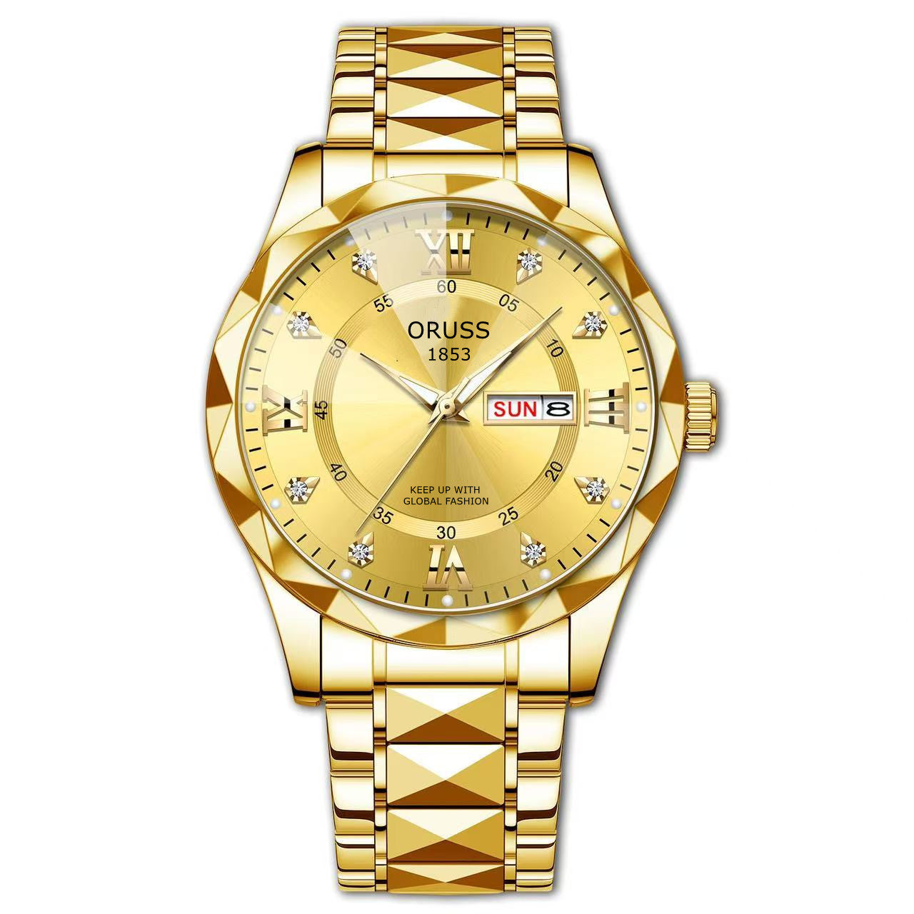 Mens dual calendar watch