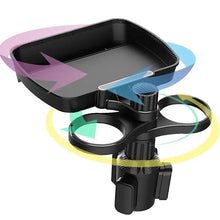 360-degree rotating car seat cup holder and snack tray for convenient in-car storage


