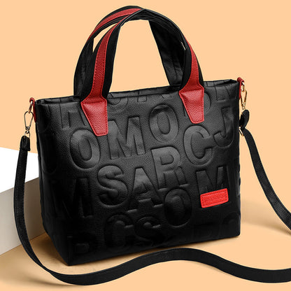 Embossed tote handbag for women large capacity shoulder bag