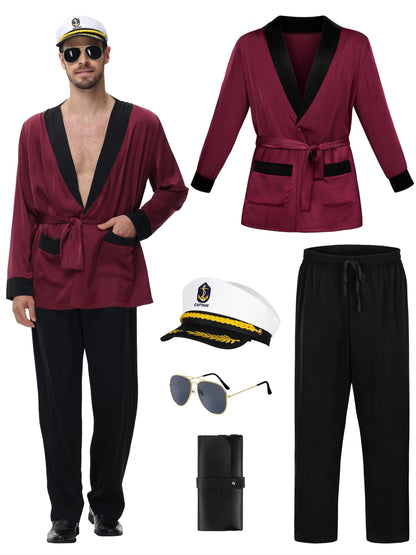 FancyFun Halloween Red Silky Robe Jacket Mens Capt -- costume -- product