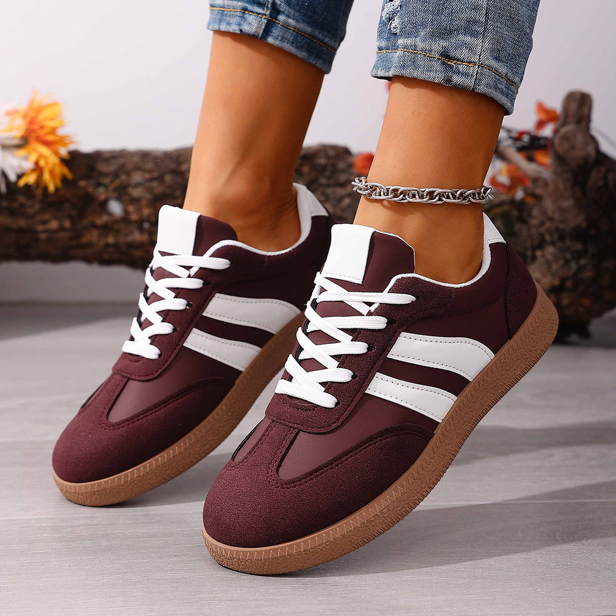 Large Size Color Blocked Round Toe Women's Shoes